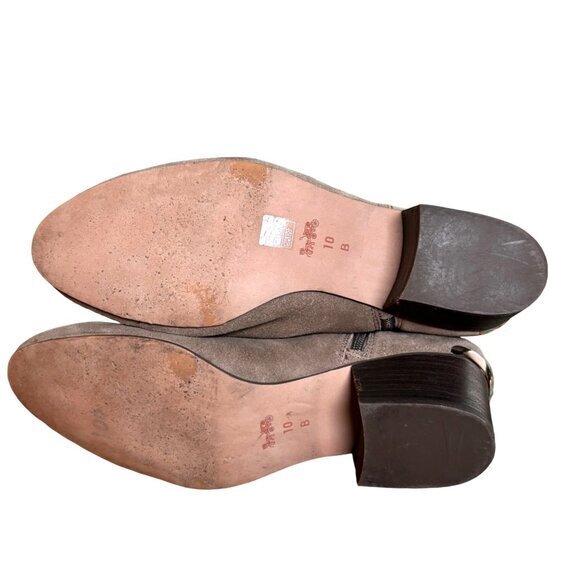 COACH Womens Taupe Bootie Pauline Size‎ 9 M Leather Ankle Boots Suede Strappy - Picture 10 of 16